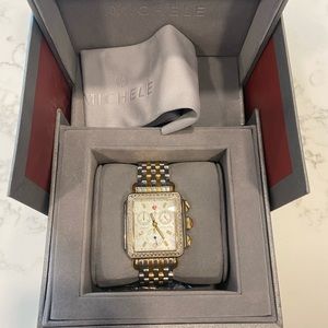 Michele Deco Two-Tone Diamond Bracelet Watch